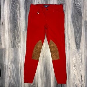 Ralph Lauren Women's Equestrian Riding Pants Suede-Trim Bright Red Brown Size 4